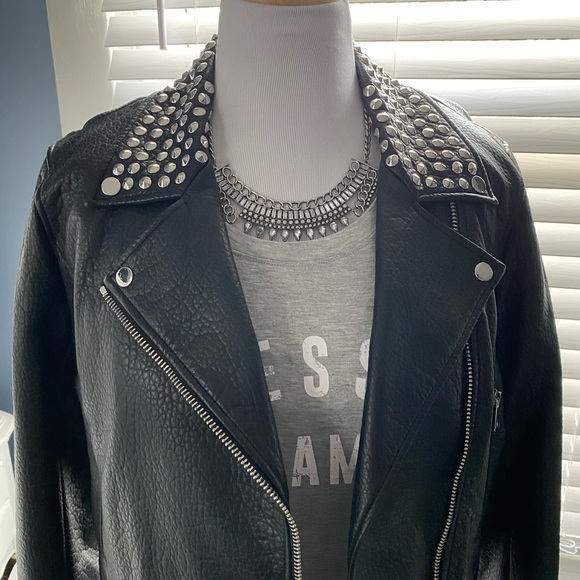 MICHAEL KORS Leather Jacket with Studs XL - Picture 1 of 6